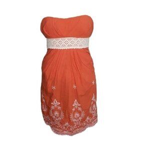 Speechless Orange Crochet Strapless Mini Dress